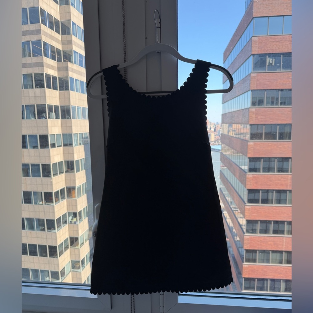 PASKAL Black Scalloped Trim Mini Dress